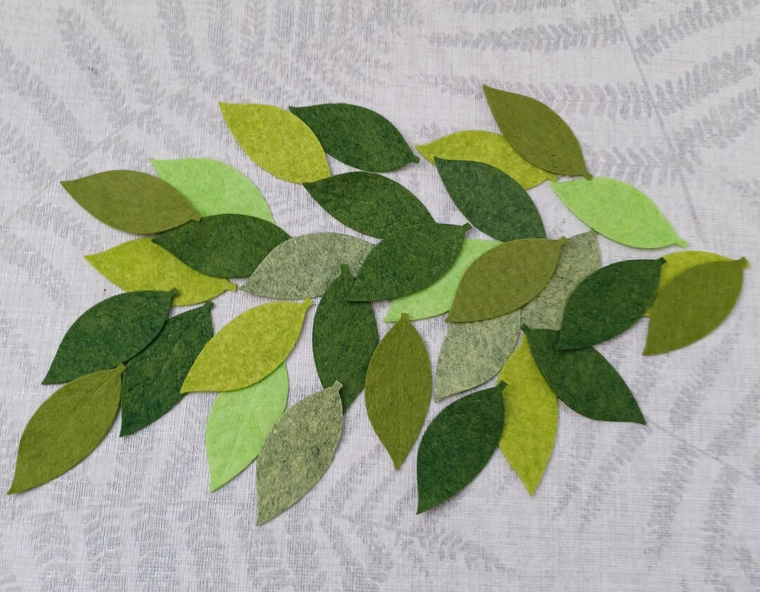 Mixed Green Leaves Felt Leaf Shapes Make Your Own Leaf Etsy