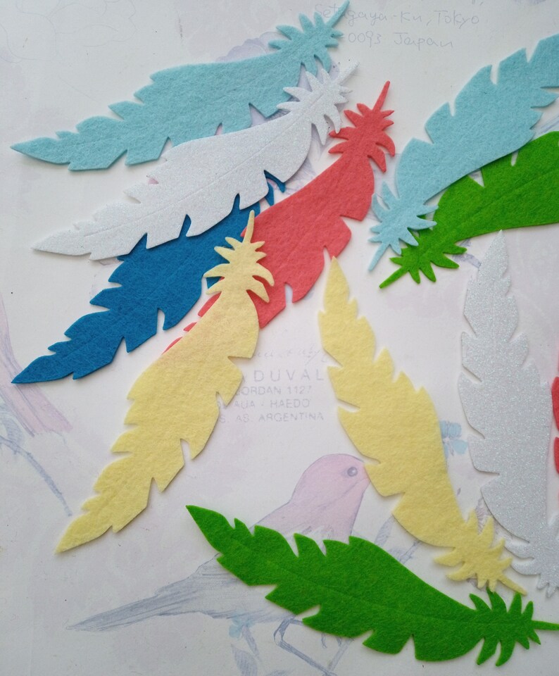 Feathers felt feather mix die cut shapes fabric wool Etsy