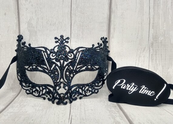 Ladies Black Sparkly Mask Masquerade Masks Glitter Mask Etsy