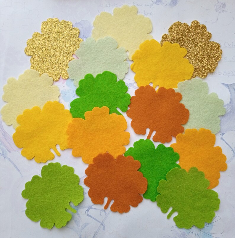 Scalloped edge leaves die cut felt leaf shapes crafts Etsy