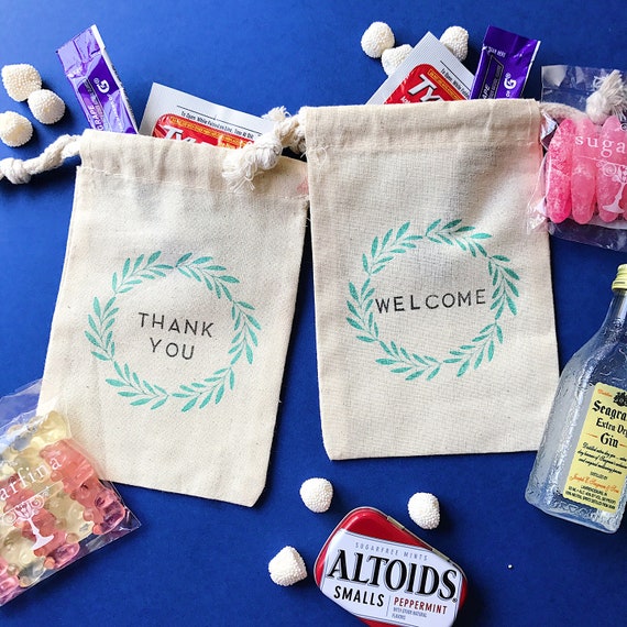 Wreath Bag Custom Text Bag Destination Wedding Favor Bag Etsy