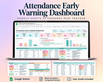 Attendance Early Warning Dashboard | Student Absence Risk Tracker for Google Sheets