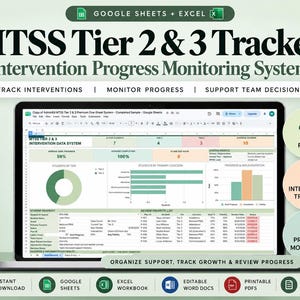 MTSS Tier 2 and 3 Intervention Tracker | Progress Monitoring Dashboard