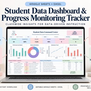 Student Data Dashboard and Progress Monitoring Tracker | Google Sheets and Excel