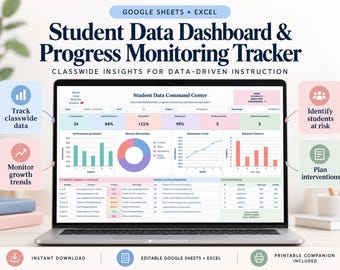 Student Data Dashboard and Progress Monitoring Tracker | Google Sheets and Excel