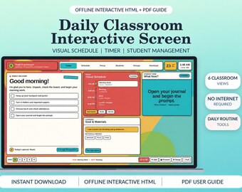 Interactive Classroom Screen | Visual Schedule, Timer and Student Management