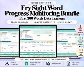Fry Sight Word Tracker Bundle | First 300 Words Progress Monitoring