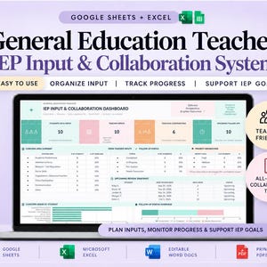 IEP Teacher Input and Collaboration Tracker | Google Sheets and Excel