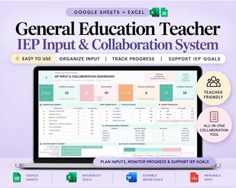 IEP Teacher Input and Collaboration Tracker | Google Sheets and Excel
