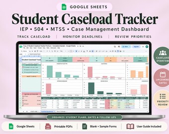 Student Caseload Tracker | IEP 504 MTSS Google Sheets Dashboard