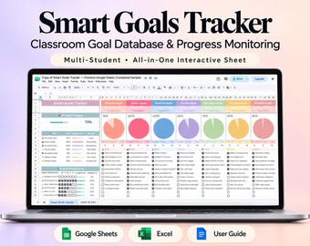 Monitoraggio dei progressi degli studenti verso gli obiettivi / Strumento di tracciamento dati per più studenti, compatibile con Excel e Fogli Google.