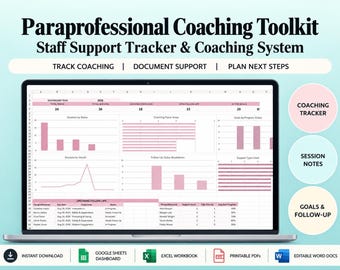 Paraprofessional Coaching Toolkit | Staff Feedback Tracker for Google Sheets and Excel