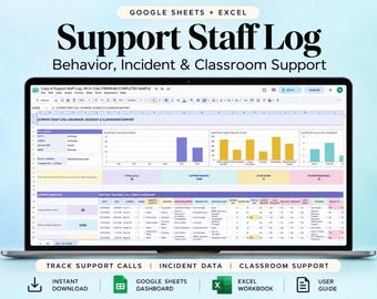 Support Staff Call Log and Behavior Incident Tracker | Google Sheets and Excel