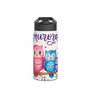 Aurora Owls Name Sign - Insulated Water Bottle