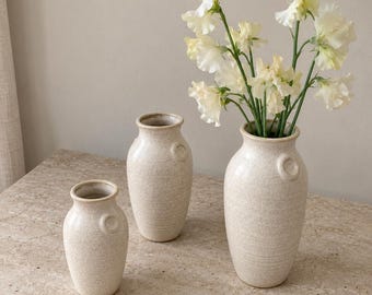Jarrón minimalista de cerámica beige / Cerámica moderna con textura para hierba de la Pampa / Decoración neutra estilo Japandi / Centro de mesa rústico / Jarrón bohemio
