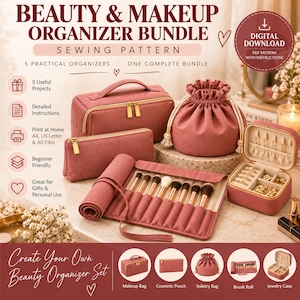Patrones Organizador Beauty, 5 Proyectos de Maquillaje, PDF Digital