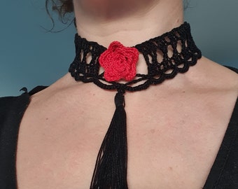 Exact Choker Crochet Pattern English US+UK terms lace necklace crochet jewelry