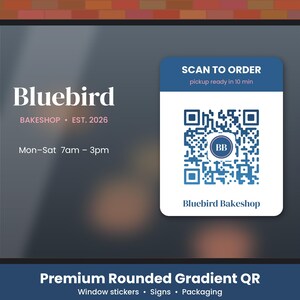 Hochwertiger, abgerundeter QR-Code mit Logo, Farbverlauf in Markenfarben, PNG, SVG, PDF, statisch, unbegrenzt gültig Bild 1