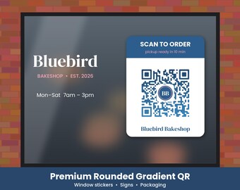 Premium Rounded QR Code with Logo, Gradient Brand Colors, Png Svg Pdf, Static Never Expires