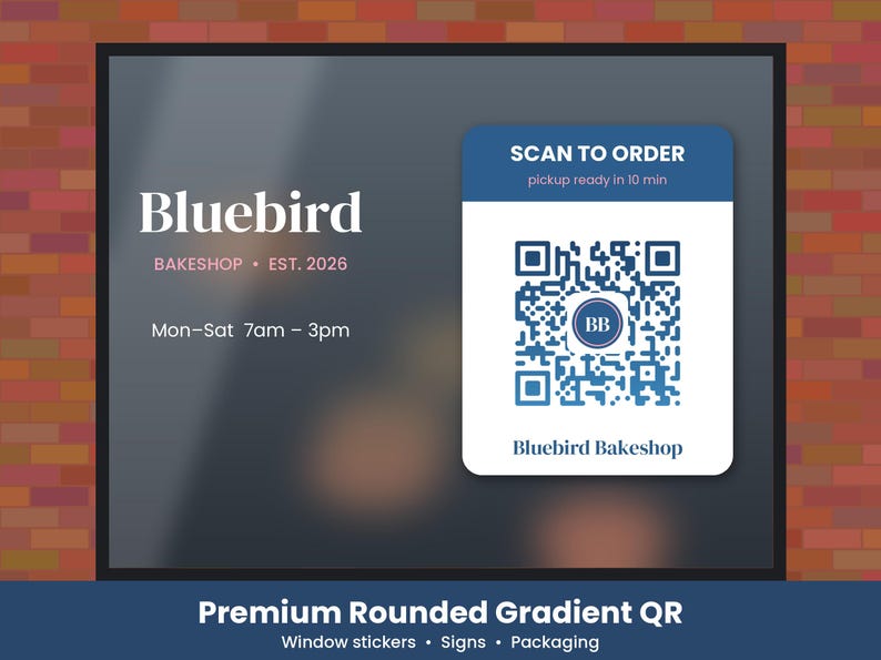 Hochwertiger, abgerundeter QR-Code mit Logo, Farbverlauf in Markenfarben, PNG, SVG, PDF, statisch, unbegrenzt gültig Bild 1