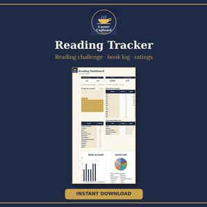 Reading Tracker Spreadsheet, Book Log and Reading Challenge, Book Ratings and TBR Tracker, Reading Journal, Excel and Google Sheets UK
