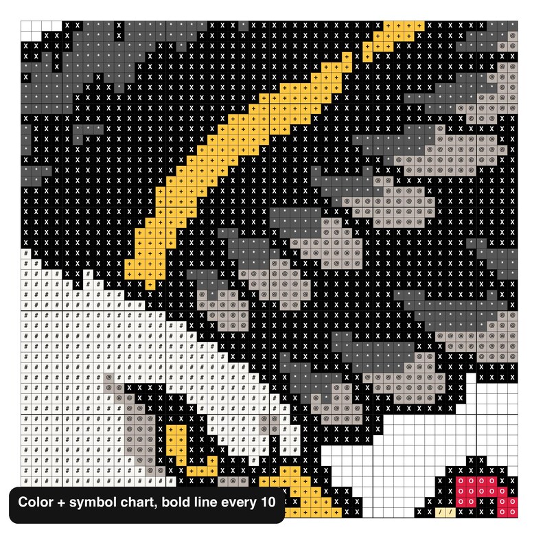 Close-up of the color and symbol chart for the eagle and snake pattern