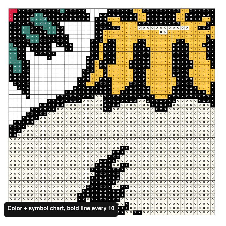 Close-up of the color and symbol chart for the skull ornament pattern