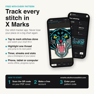 Gingerbread Skeleton Cross Stitch Pattern, Creepy Christmas Tattoo Flash (PDF, OXS) image 8
