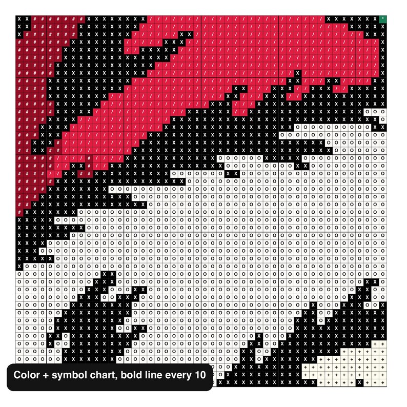 Close-up of the color and symbol chart for the Santa skull pattern