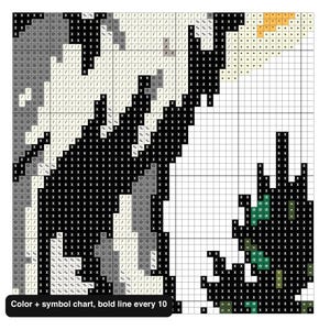 Close-up of the color and symbol chart for the howling wolf pattern