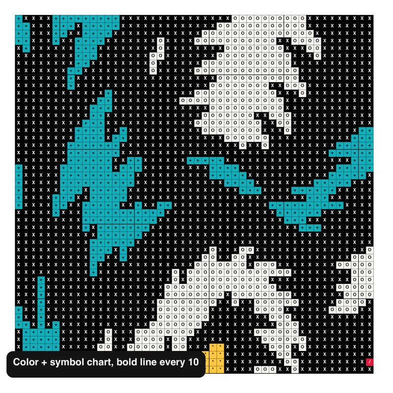 Close-up of the color and symbol chart for the Krampus pattern