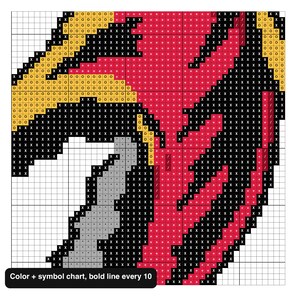 Close-up of the color and symbol chart for the scorpion pattern