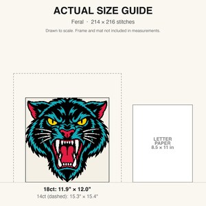 True-to-scale size guide comparing the finished piece to a sheet of letter paper