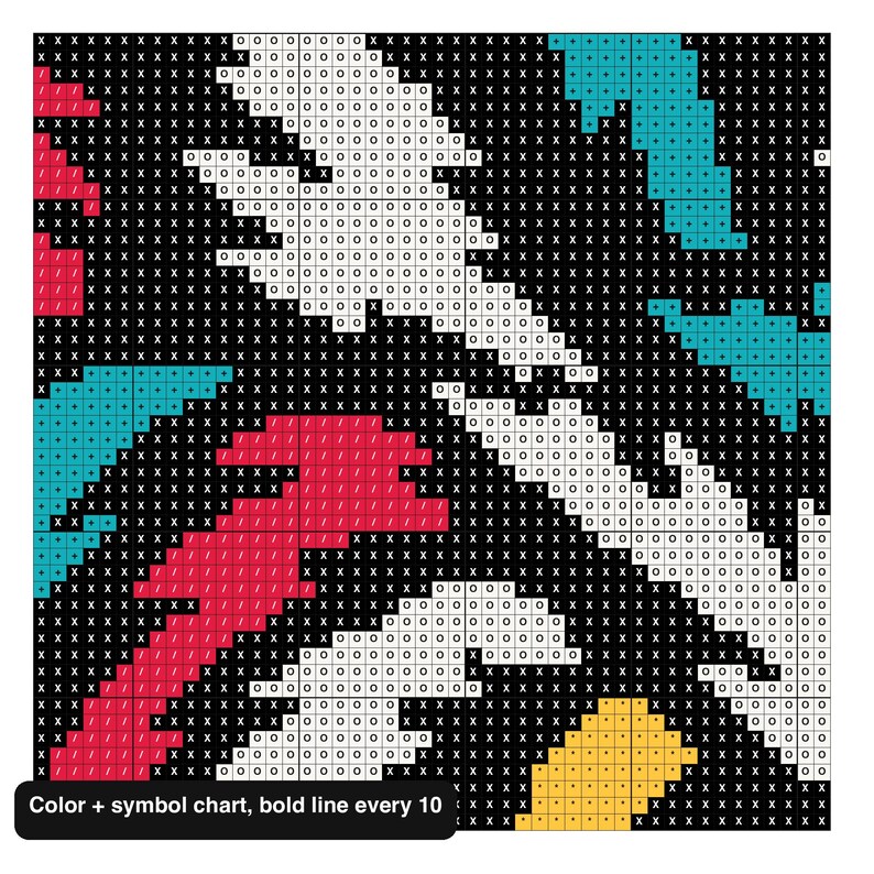 Close-up of the color and symbol chart for the owl pattern