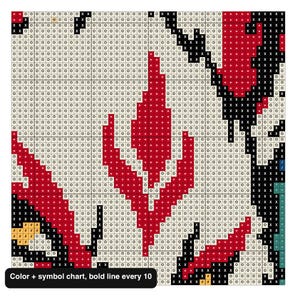 Kitsune Fox Cross Stitch Pattern + Coloring Page, Japanese Irezumi Tattoo Flash Fox With Maple Leaves and Waves (PDF, OXS) image 7