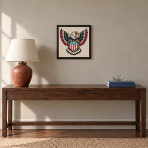 Eagle and Shield Cross Stitch Pattern, Vintage Tattoo Flash Art (PDF, OXS) image 2