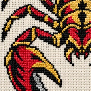 Macro of the stitched scorpion claws and head