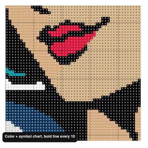 Close-up of the color and symbol chart for the sailor girl pattern