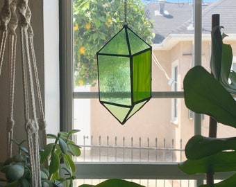 Stain Glass, Sun Catcher, Green Jewel, Pendant