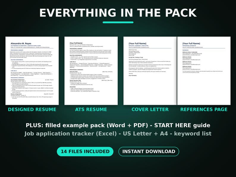 Executive Resume Template, VP Director Resume, C-level CV, ATS Word ...
