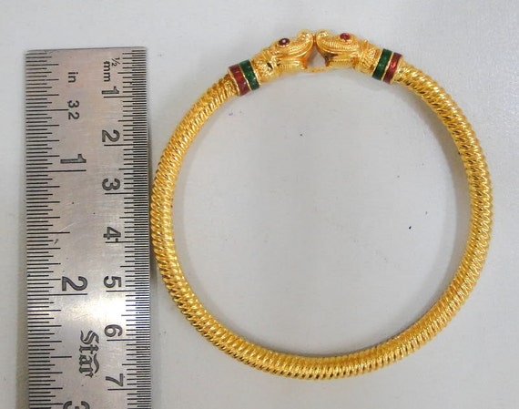 Vintage Copper 22K Gold Covered Bracelet or Bangle Enamel Work