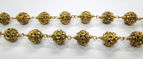 Vintage antique solid 20K Gold Beads Necklace Ori… - image 3