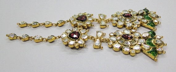 Vintage Antique 20k Gold Diamond Polki Kundan Ena… - image 2