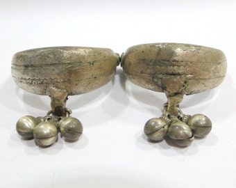 Vintage Antik ethnische Tribal alt Silber Großzehe Ring paar Indien