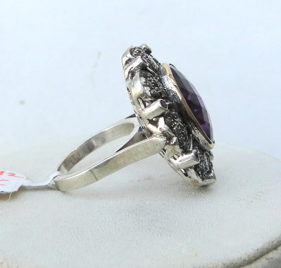 Victorian Diamond Amethyst Ruby 14k Gold Silver R… - image 3