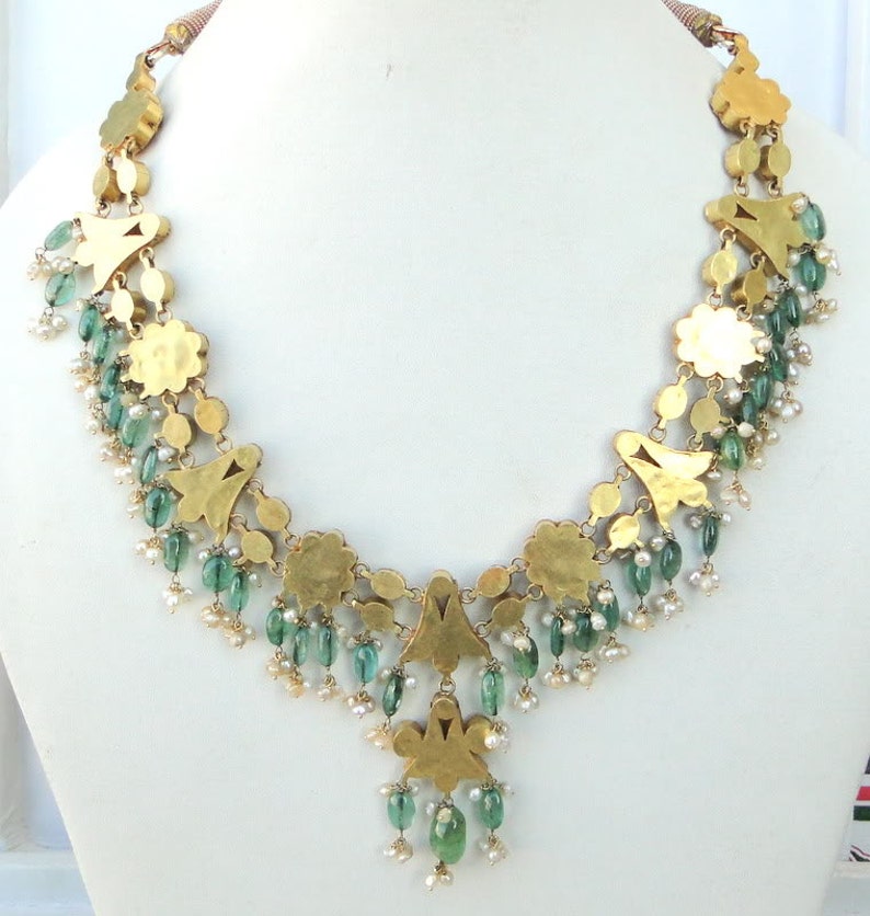 Vintage Antique 20k Gold Diamond Polki Kundan Necklace Tamil - Etsy