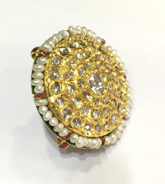 Vintage antique 20K Gold jewelry Diamond polki Pe… - image 4