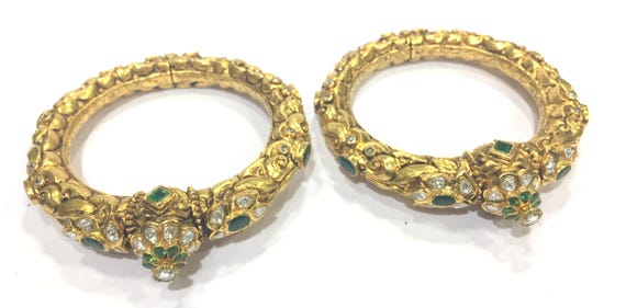 Vintage antique 20K Gold Jewelry Diamond Emerald … - image 2