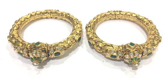 Vintage antique 20K Gold Jewelry Diamond Emerald … - image 1
