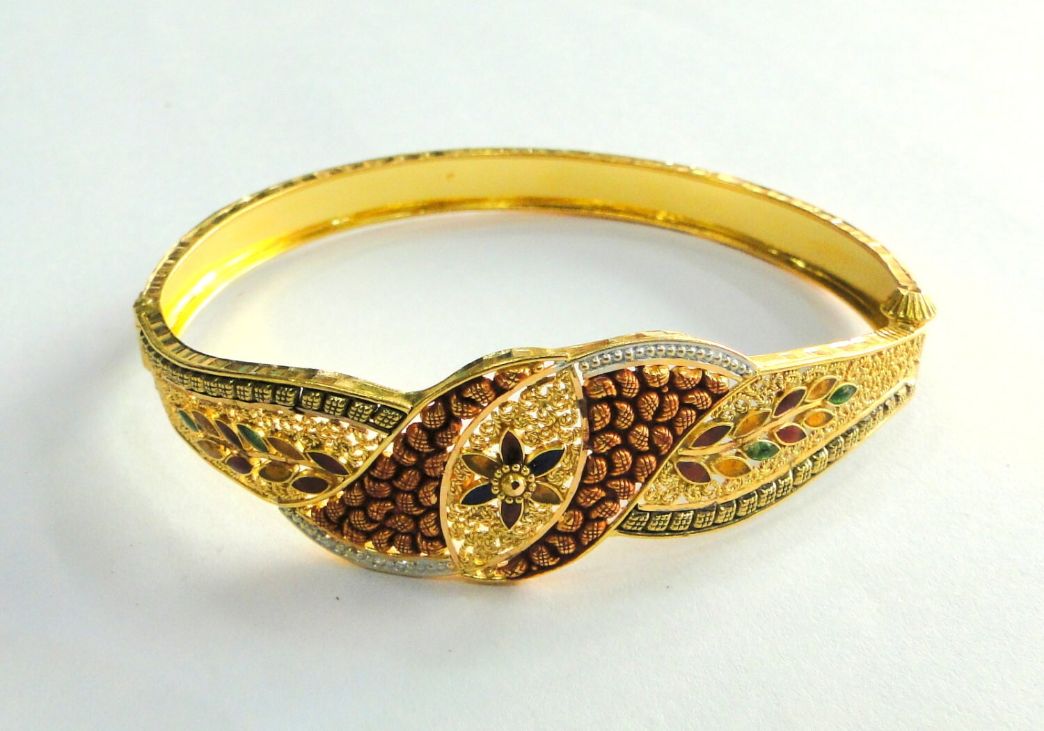 Gold Bangle 22k Solid Gold Cuff Bracelet Fine Handmade Jewelry